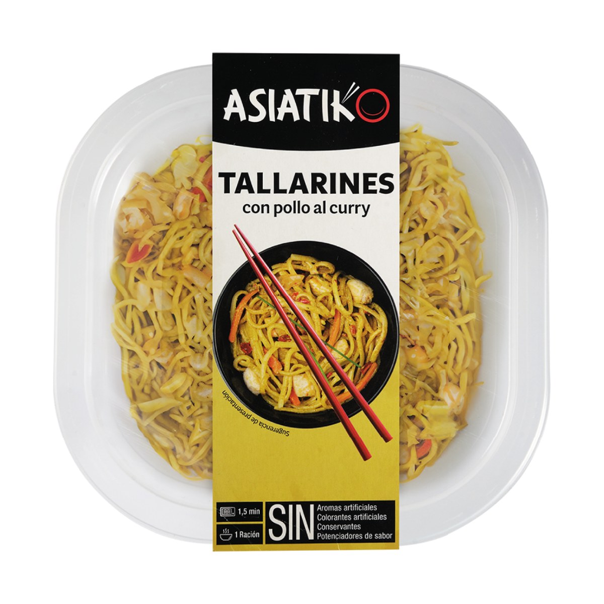 Tallarines con pollo al curry